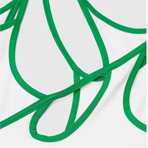 NWT - Maniere De Voir CONTRAST ASYMMETRIC BODYSUIT - WHITE/GREEN - Picture 7 of 8